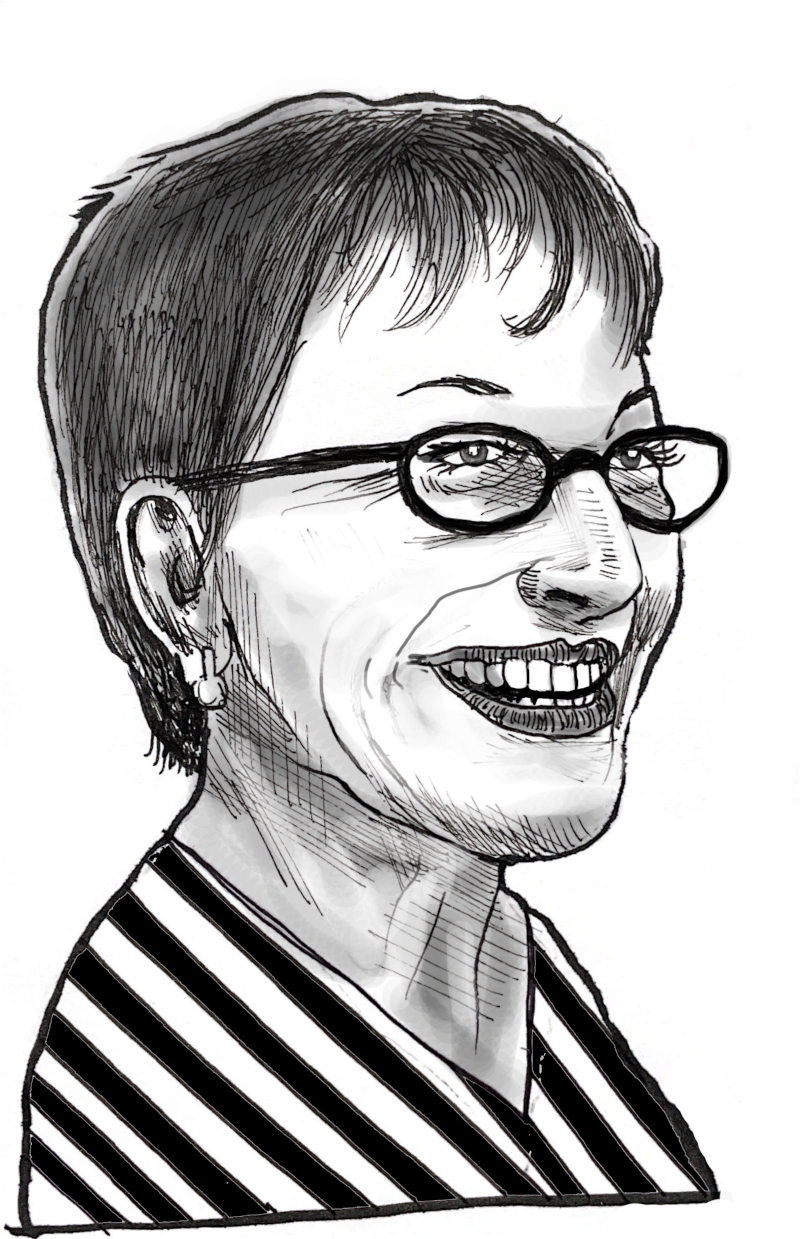 caricature of Suzanne Garment